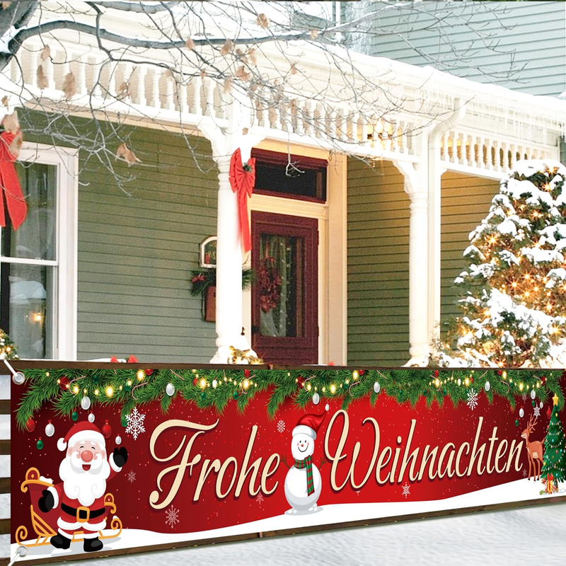 Frohe Weihnachten Banner, Weihnachtsbanner Outdoor Indoor, Merry Christmas Banne
