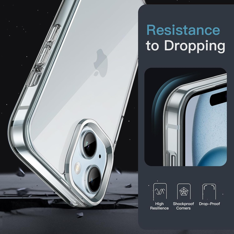 Case for iPhone 15 6.1-Inch, Non-Yellowing Shockproof Phone Bumper Cover, Anti-S