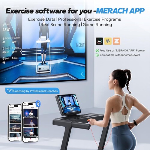 MERACH Foldable Incline Treadmill 7.5MPH Quiet for Home Double Deck Technology
