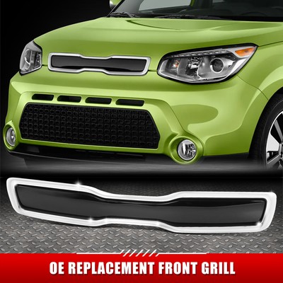 Для 14-16 Soul OE Стиль Хромированный Молдинг Матово-черная вставка Передняя Верхняя решетка радиатора