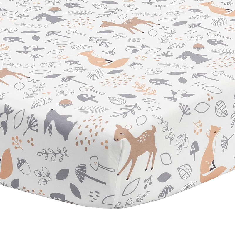 Deer Park Fitted Crib Sheet Multicolor 28X52X8 Inch (Pack of