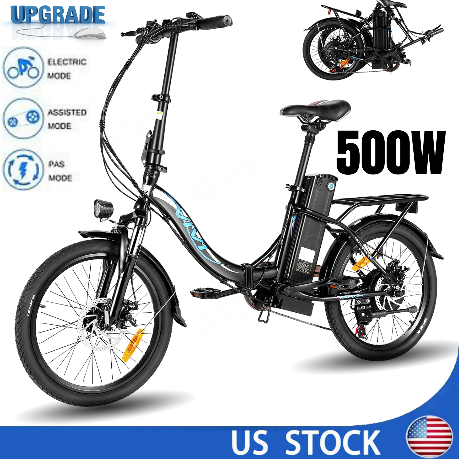 Electric Bicycle for Sale: Electric Bike,500W 20" Electric Cruiser Mountain Bicycle 20MPH EBike Adults Teen in Hacienda Heights, California