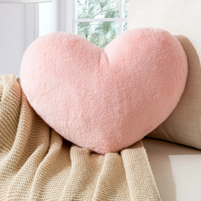 Heart Pillow Heart Shaped Throw Pillows Super Soft Faux Rabbit Fur