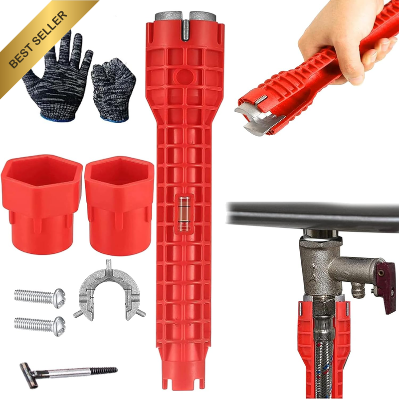 8 in 1 Faucet and Sink Installer Plumbing Tool Removal Nut Wrench Red Double Hea