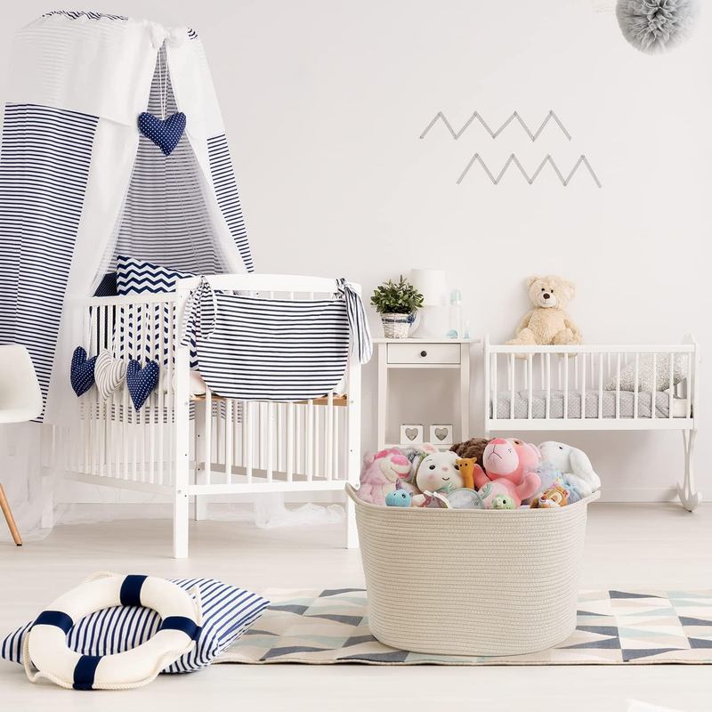 Large Storage Basket Rope Basket,  Extra Large Cotton Rope Bin 22" x 22" x 14" X