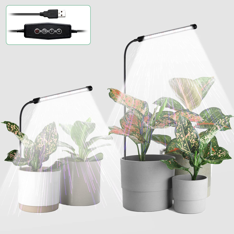 For Indoor Plants Growing, 6000k Full Spectrum Gooseneck Plant Lamp F