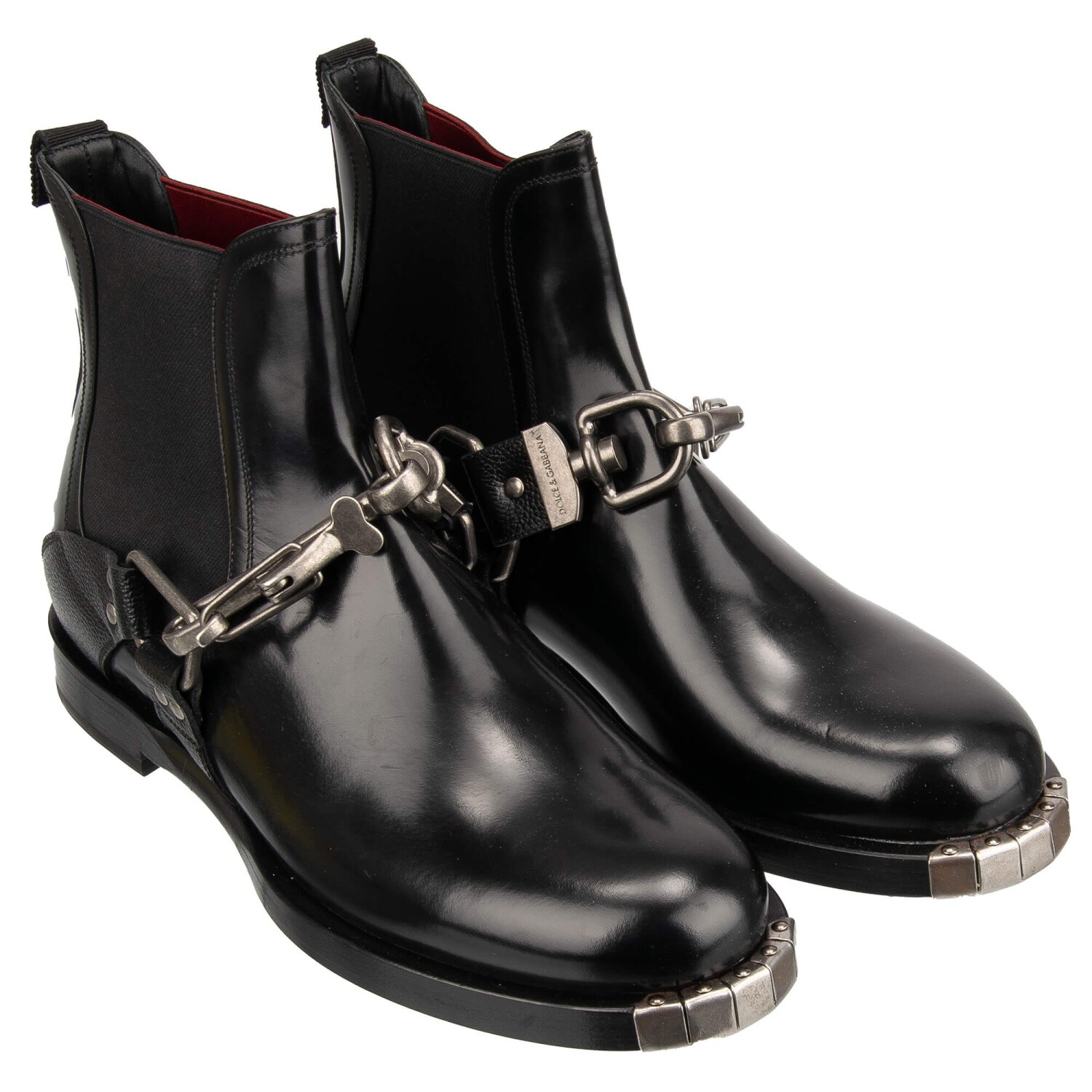 

DOLCE - GABBANA Кожаные ботинки с металлической пряжкой, черные 44 UK 10 US 11 12895, Черный