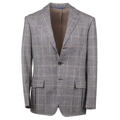 Pre-owned D'avenza Heather Gray Layered Check Soft Wool-cashmere Sport Coat 40r (eu 50)