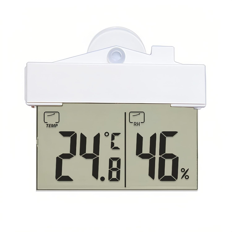Digital Thermometer Hygrometer Indoor Outdoor with LCD Display, Wireless Suction