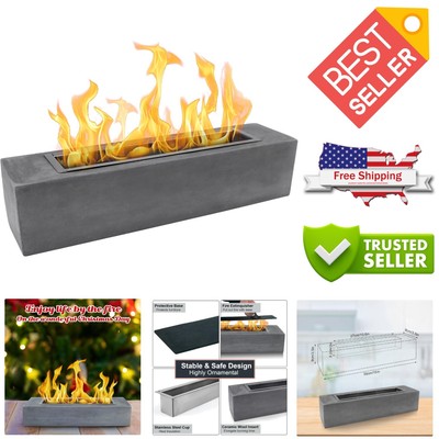 Elegant Rectangular Table Top Fire Pit - Portable Concrete Outdoor Decor