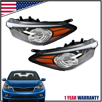 Pair Halogen Headlight For 2014 2015 2016 Kia Forte LX EX & Forte5 Left & Right