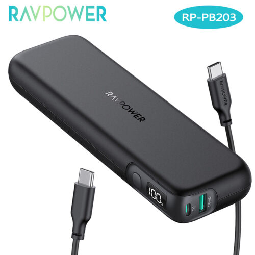 RAVPower Portable Charger 15000mAh PD 18W Power Bank 30W 2-P
