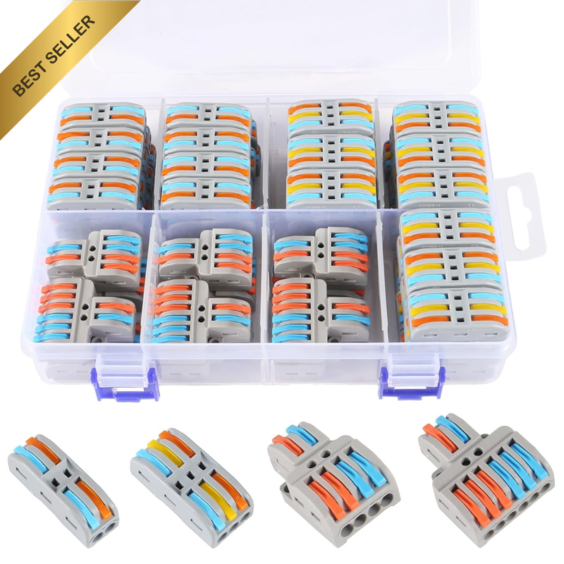 Lever Wire Connectors Kit 65Pcs Compact Splicing Wire Connectors Assortment Pack
