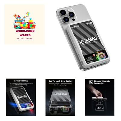 ICEMAG Magnetic Power Bank, World's First 10000mAh Battery Pack with Active C...