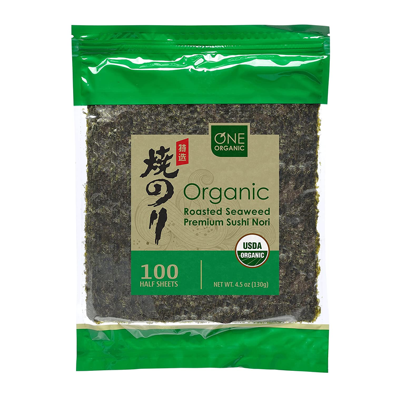 ONE ORGANIC Sushi Nori Premium Roasted Organic Seaweed (100 