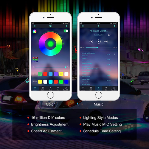 RGB LED Strip Under Car Tube Underglow Underbody System Neon Light Kit