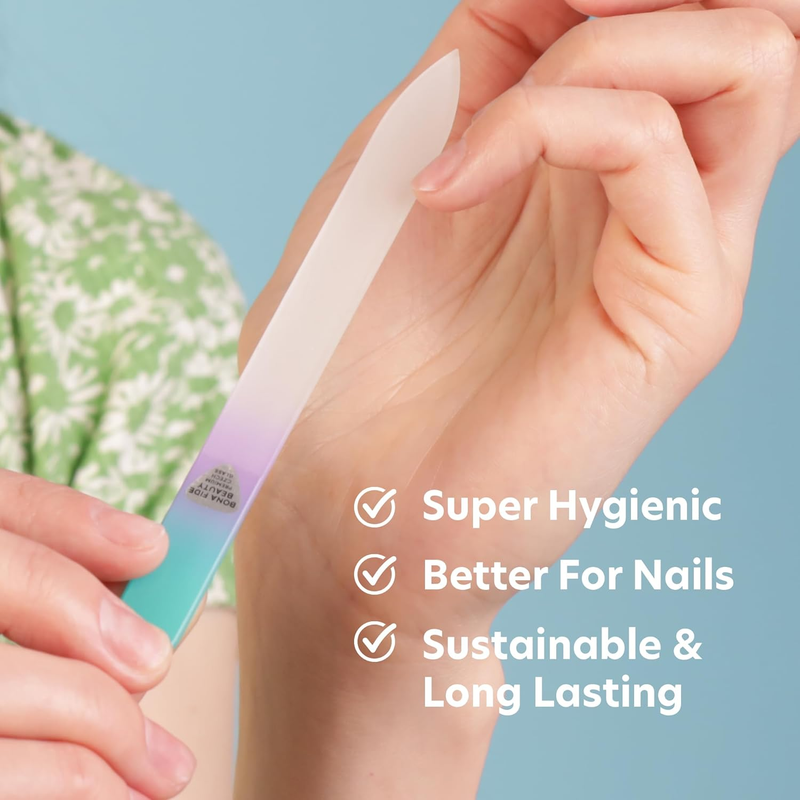 Glass Nail File in Case, Glass Fingernail File, Manicure Nail Care, Expert Preci