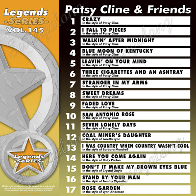Patsy Cline & Friends Legends Karaoke CDG vol-145 CRAZY Sweet Dreams Faded love
