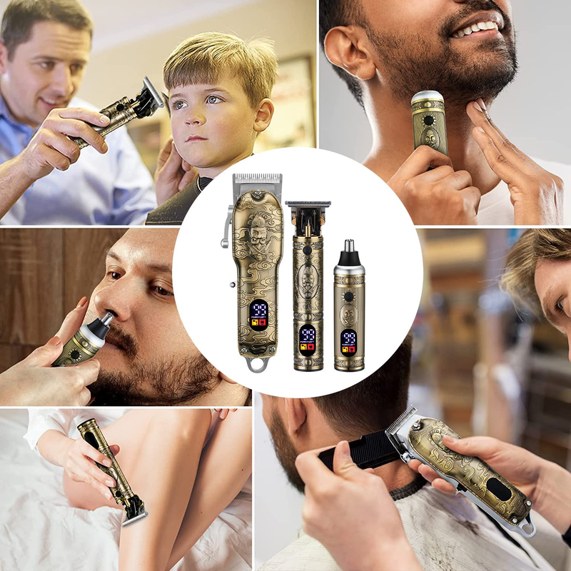 Hair Clippers for Men Beard Trimmer Nose Hair Trimmer 3Pcs Set,Professional Barb