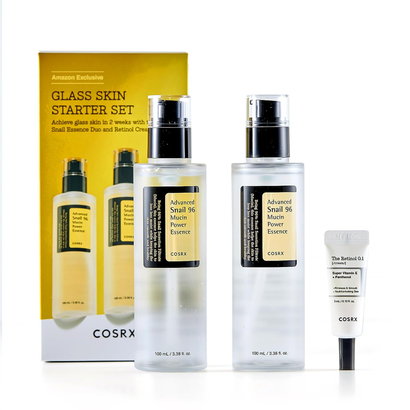 Glass Skin Starter Set, Advanced Snail 96 Mucin Power Essence (1.69 fl.oz*2) & R