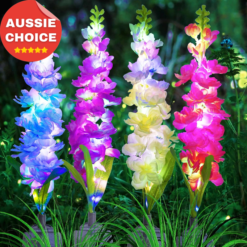 Solar Garden Lights 8 Pack Delphinium Flowers 160 LEDs Waterproof Outdoor Decor