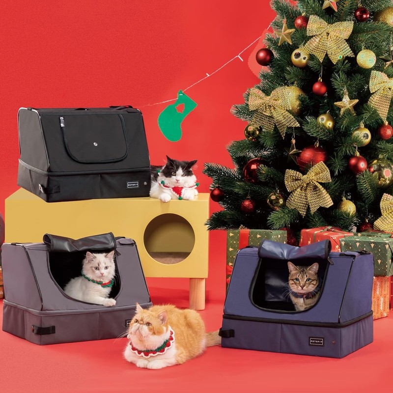 Travel Litter Box for Cats and Kitties - Leak-Proof Lightweight Foldable (BLACK)