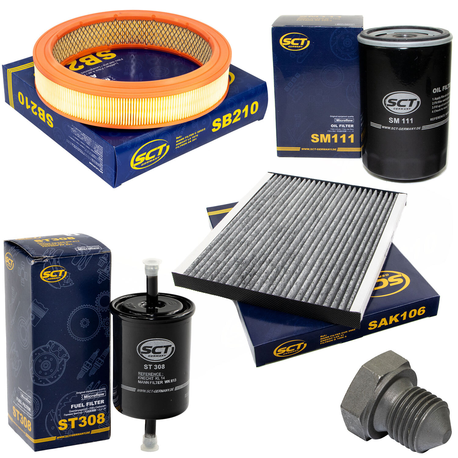 Juego de filtro interior fuel-oil-aire + tornillo para Seat Ibiza VW Polo Caddy 