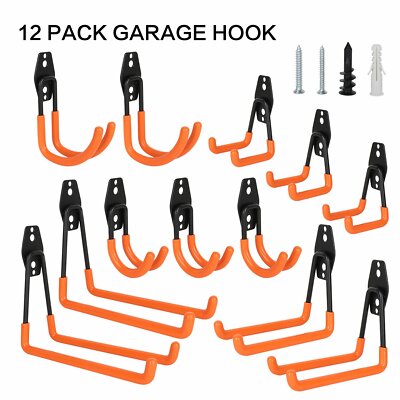 12/24 Pack Garage Tool Organizer Wall Mount Hooks Adjust Storage Holders Garden