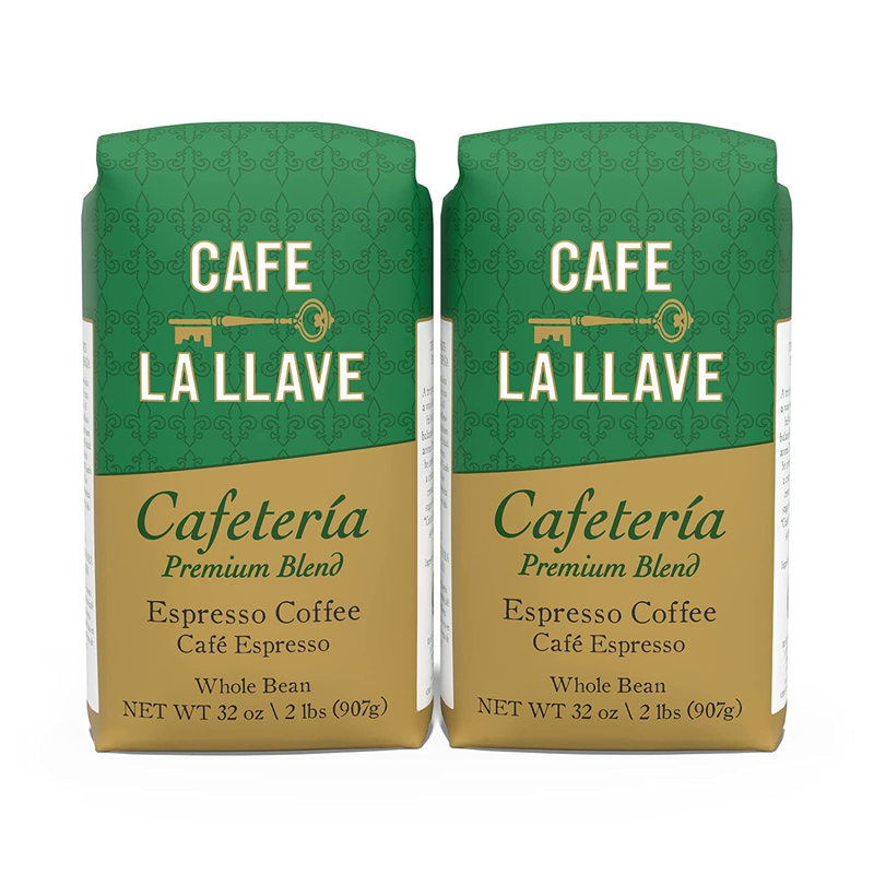 Café La Llave Premium Blend Espresso, Whole Bean, 32 Oz. (Pack of 2)