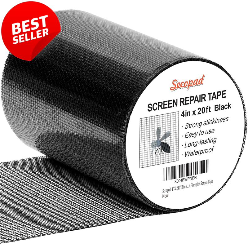 Black Window Screen Repair Tape 4in x 20FT Fiberglass Mesh Patch Kit - US