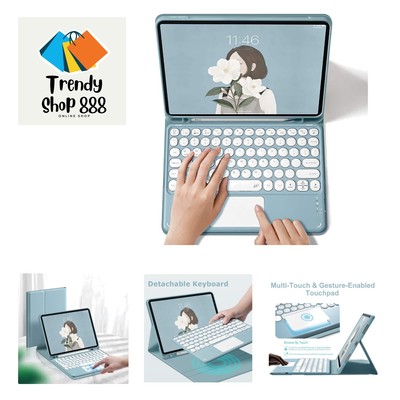 Keyboard Case for Galaxy Tab S9FE/S9/S8 /S7, Trackpad Detachable Keyboard Sli...
