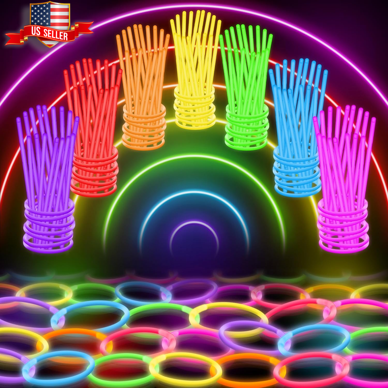 100 Ultra Bright Glow Sticks Bulk - Halloween Glow in the Dark Party Supplies Pack - 8