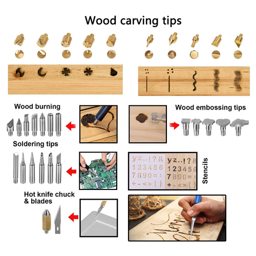 Wood Burning Tool Engraver Set Pen Kit Extra Tips Wood burner Hobby Professional