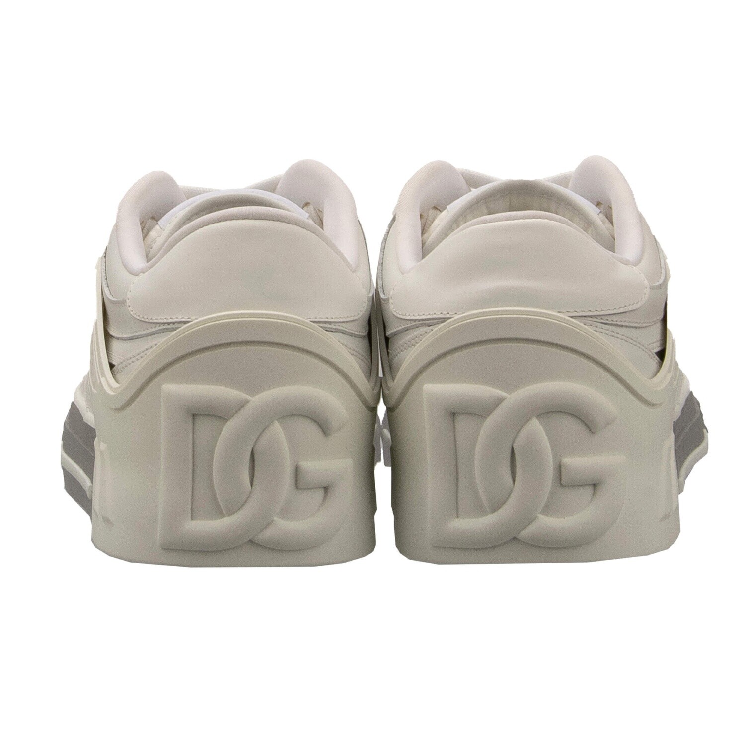Pre-owned Dolce & Gabbana Dg Logo Men Leather Sneaker Sneakers Custom 2.zero White