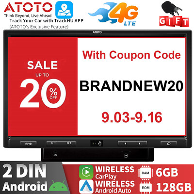 ATOTO S8 Ultra Plus 10.1in 2Din Car Stereo-6+128GB Gesture Operation Built-in 4G