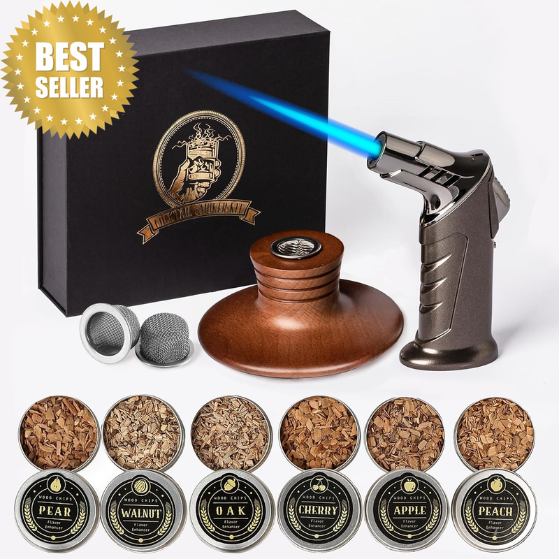 Bourbon Gifts for Men - Cocktail Smoker Kit with Torch and Wood Chips for Whiske