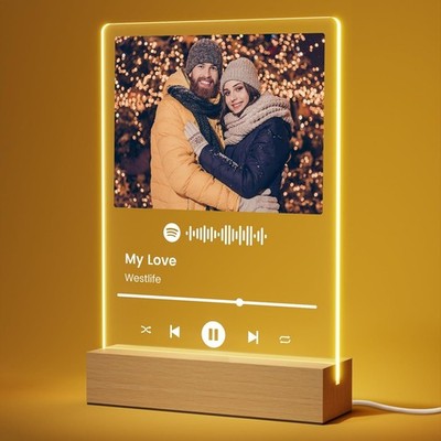 Personalized Spotify Style Photo Frame LED Lamp Custom Couple Gift