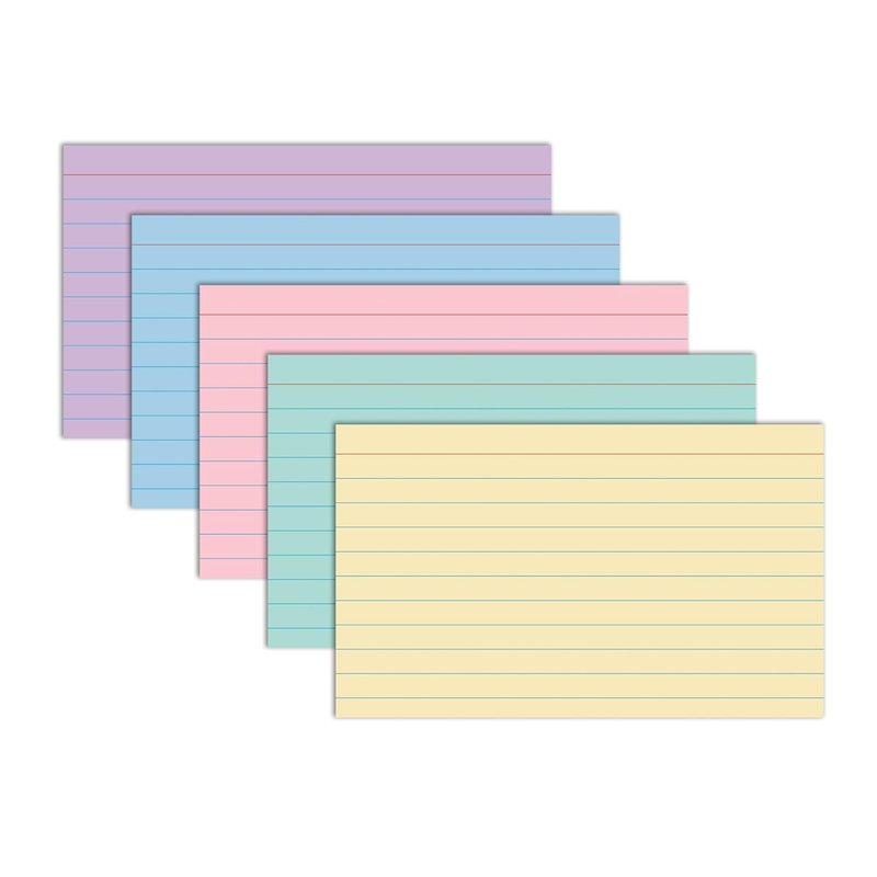 C-Line 3x5 Ruled Index Cards Assorted Colors 100Pack Study Flash Cards