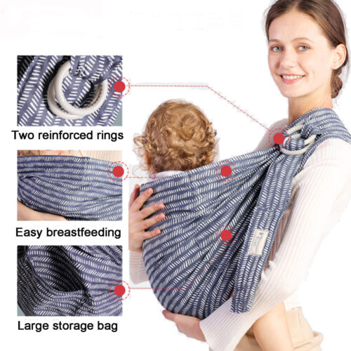 HIP Ring Sling Carrier for Infants/Toddlers, Baby Carrier Wraps 100% Cotton 