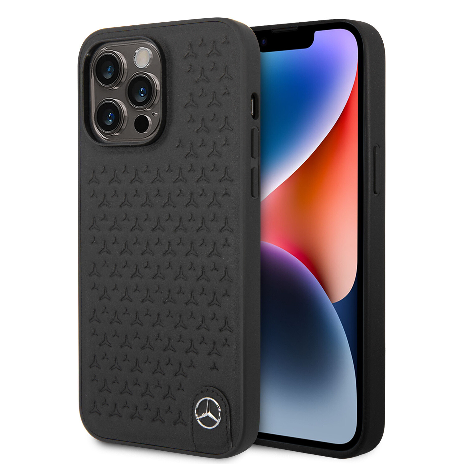 Star Pattern Genuine Leather Hard Case Cover for iPhone 14