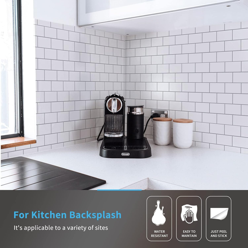 10-Sheets Peel and Stick Tile Backsplash - 12"x12" PremiumAnti Mold Kitchen Back