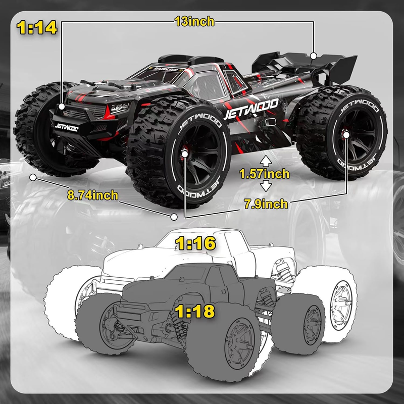 1:14 Brushless RC Cars for Adults Remote Control 4WD Off Road Monster Truck Car
