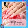 Beetles Gel Nail Tips Etch-X - Almond Medium, 576pcs 12 Sizes, Pre-Etched Half Matte Full Cover Soft Acrylic False Nail Tips Clear Press on Easy DIY Extension Salon Gift for Women