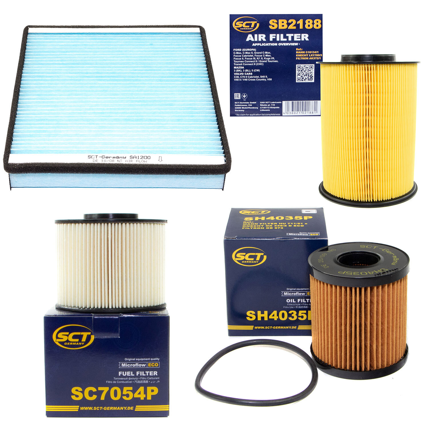 Filter Set SCT Kraftstoff- ÖL- Luft- Innenraum- für Ford C-Max Kuga I 2.0 TDCi