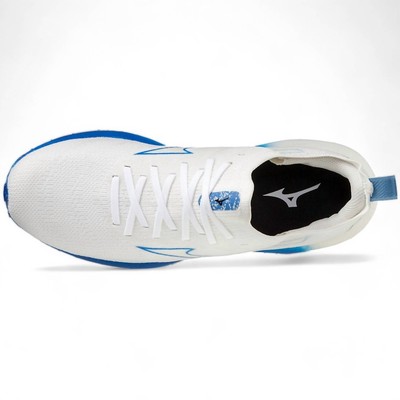 Pre-owned Mizuno Men's Wave Neo Wind Running Shoes In Undyed White/peace Blue - Size 11