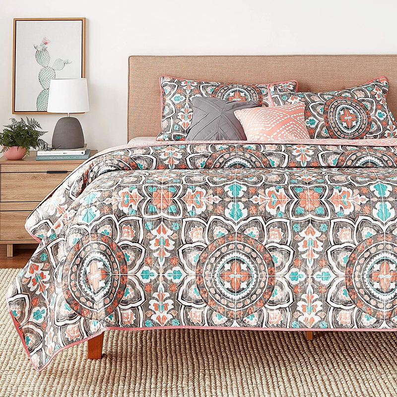Avondale Manor 5-Piece Ibiza Quilt Set, Queen, Coral
