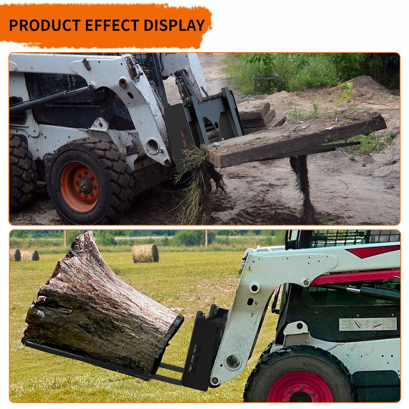 45" 2500lbs Skid Steer Pallet Attachment Blades W/Receiver Hitch & Spear Sleeves