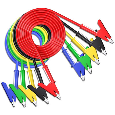 5PCS Alligator Clips Test Leads Dual Ended Crocodile Wire Cable with Insulators