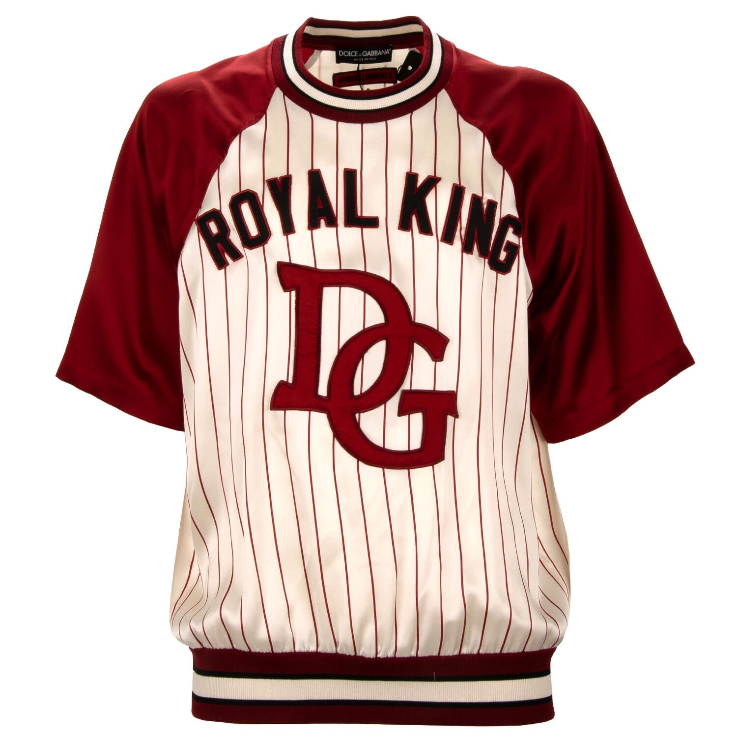 DOLCE & GABBANA Royal King DG Logo Patch Silk T-Shirt Shirt