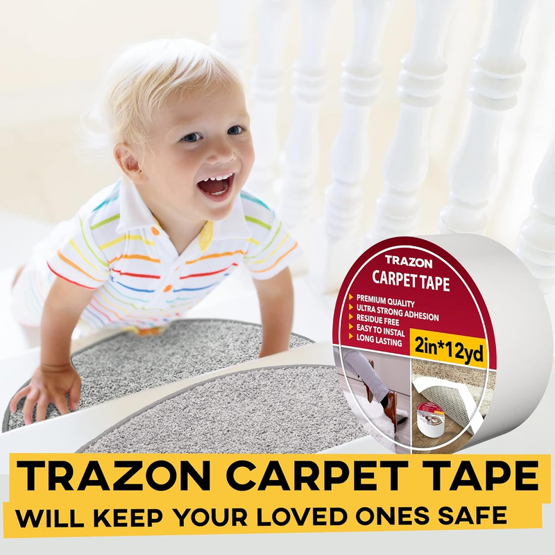 Carpet Tape Double Sided - Rug Tape Grippers for Hardwood Floors and Area Rugs -